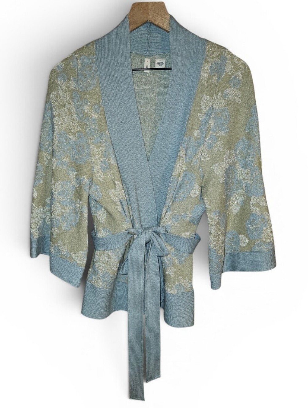 MOTH X ANTHROPOLOGIE Winter Solstice Belted Jacquard Metallic Cardigan - Medium